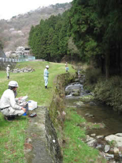 塩分希釈法の測定状況写真